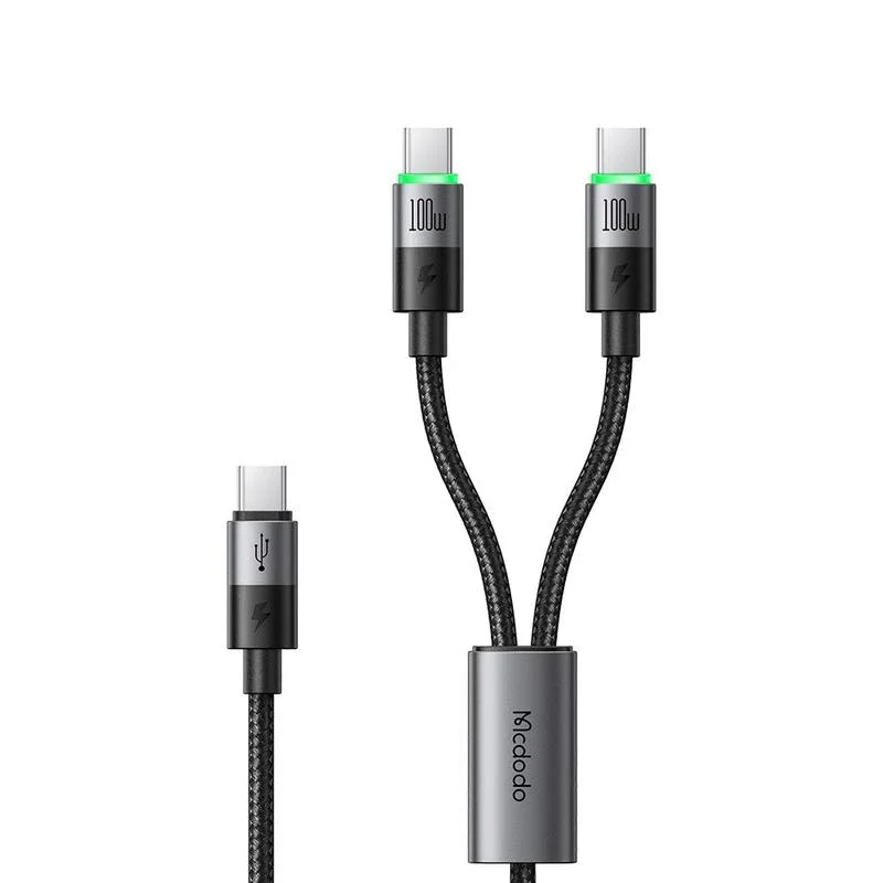 كيبل USB-C مزدوج 100 واط مع LED بطول 1.5 متر - CA-6740