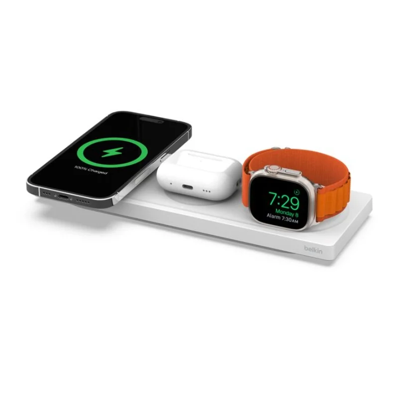 شاحن Belkin BoostCharge Pro لاسلكي 3 في 1 مع MagSafe أبيض WIZ016myWH