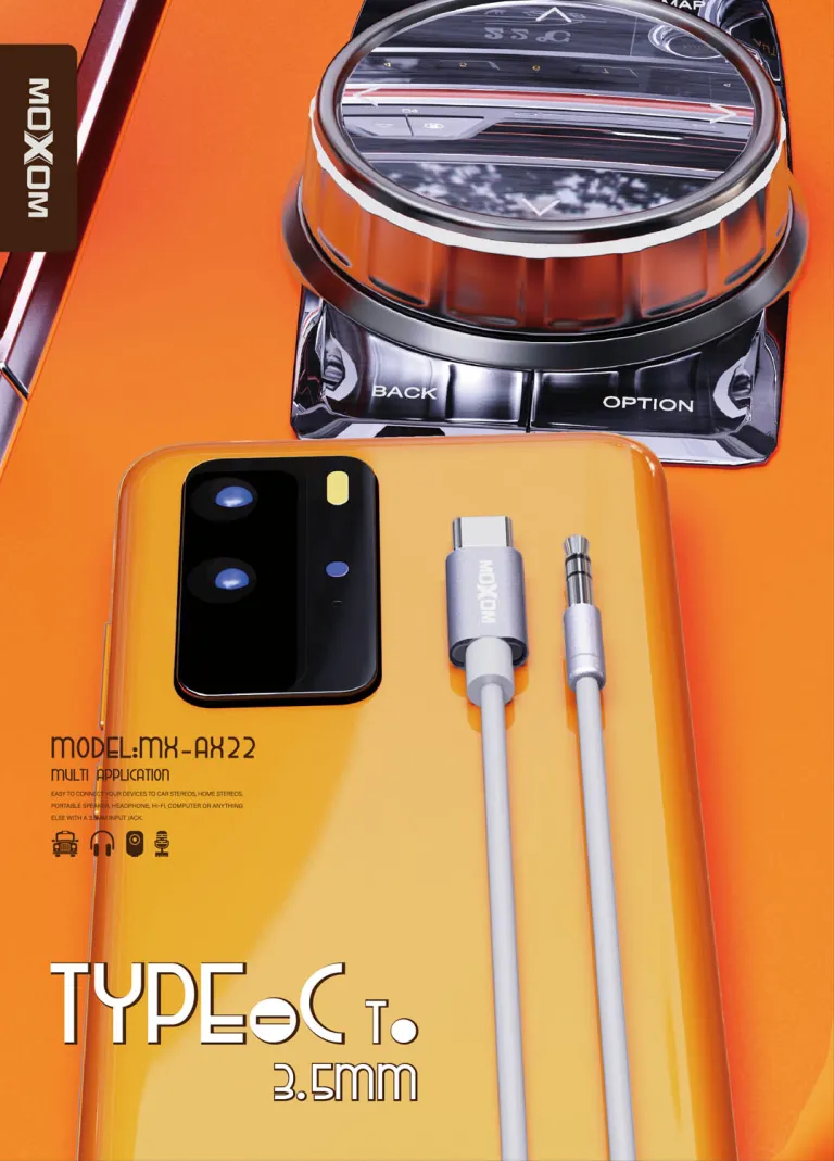 وصلة صوت MX-AX22 AUX تايب سي موكسوم، سماعة Type-C to 3.5mm