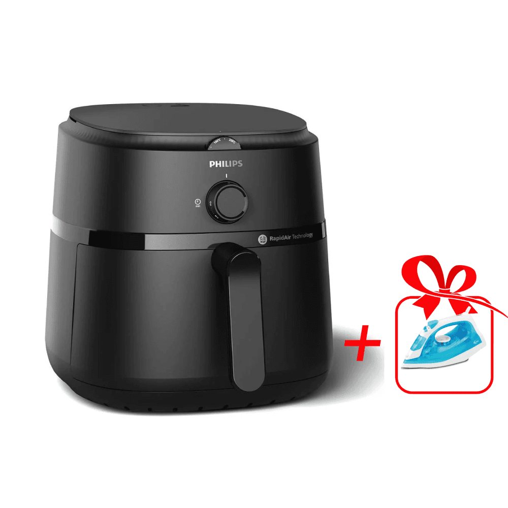 قلاية هوائية أنالوج بسعة 1.2 كغم من Philips NA13009 مع ايكاسا مكوى بخاري 2000 واط أزرق | SL2077A