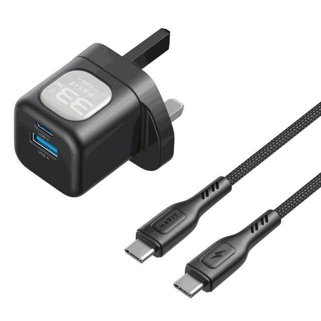 شاحن جداري Havit UC233 UK مزدوج 33 واط مع كابل C-C 60 واط