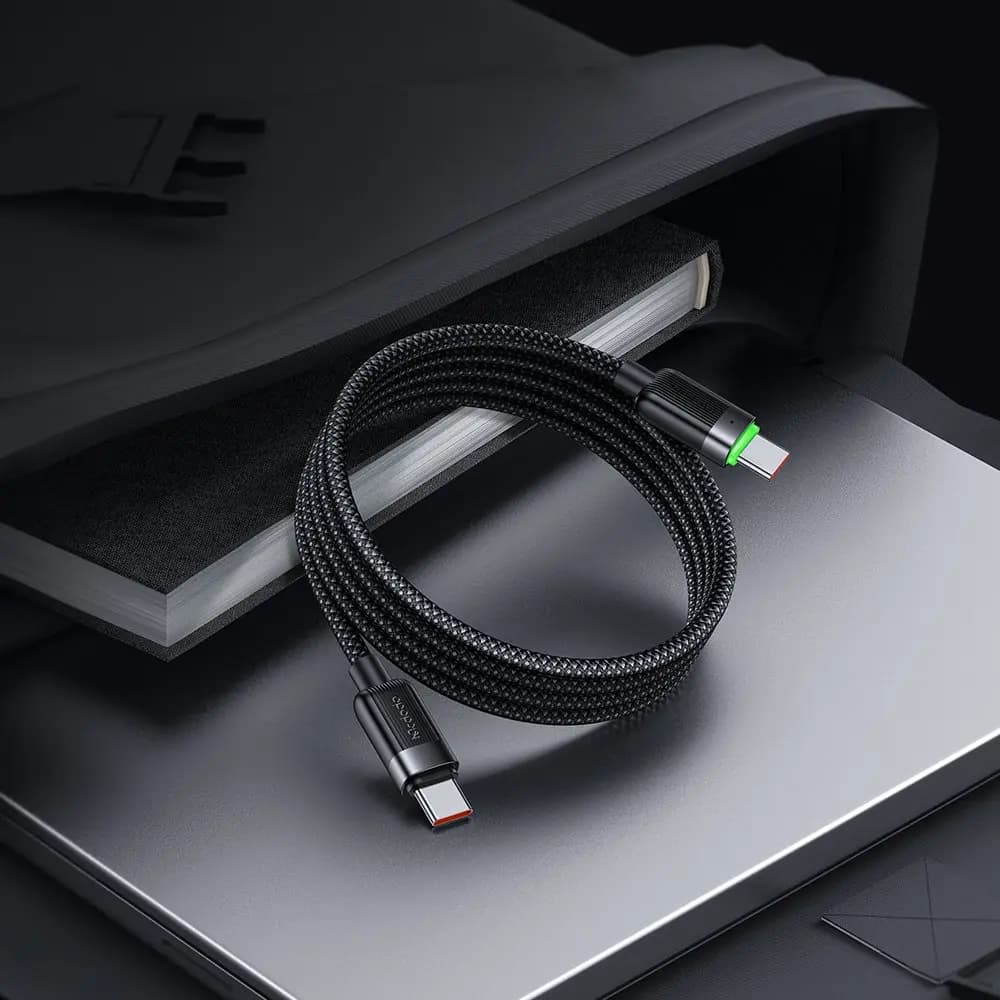 كابل USB-C إلى USB-C مغناطيسي ذاتي اللف بقوة 60 واط وطول 1.2 متر - CA-2000