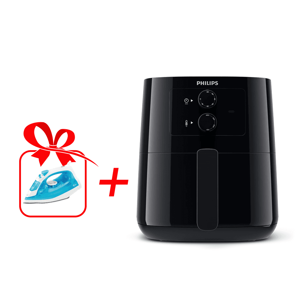 قلاية هوائية صحية بتقنية Rapid Air من Philips HD9200  مع ايكاسا مكوى بخاري 2000 واط أزرق | SL2077A