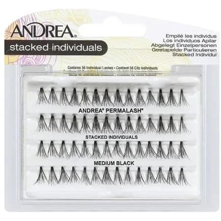stacked individual medium black  رموش فردية متوسطة سوداء