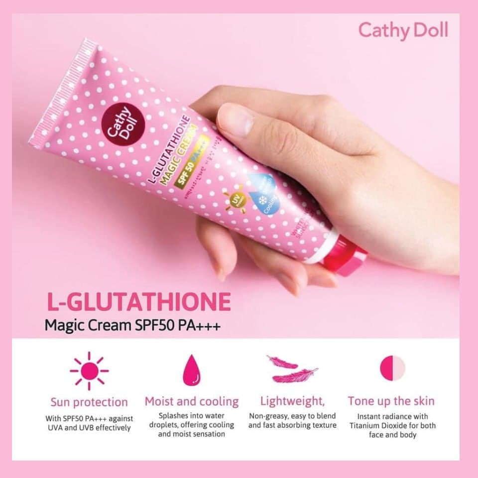 L-Glutathione Magic Cream SPF50 Cathy Doll كريم واقي شمس بالجلوتاثيون السحري كاثي دول