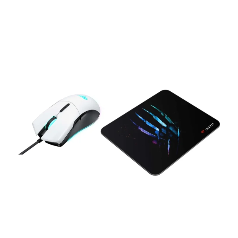 ماوس العاب مع ماوس باد Havit MS1037CM أبيض وأسود 7259 — 2