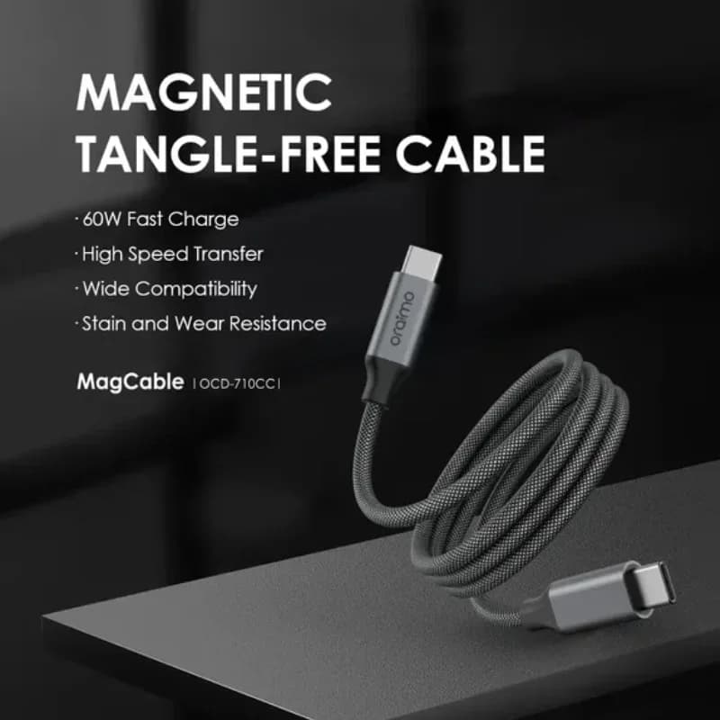 كيبل شحن مغناطيسي USB-C إلى USB-C بقوة 60 واط من Oraimo - 5674 — 2