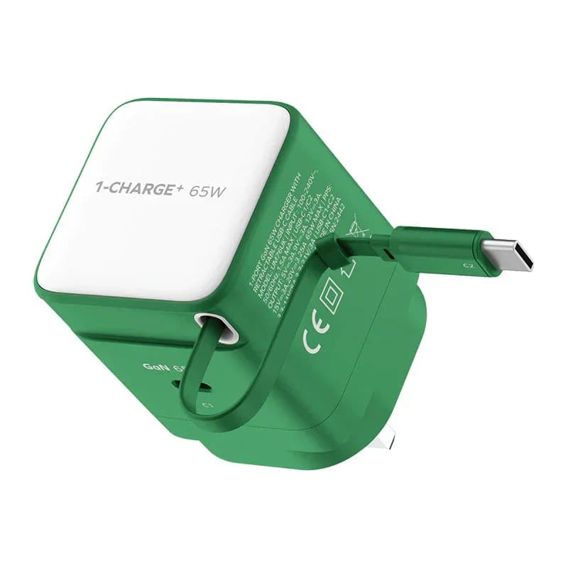 شاحن Momax CHARGE & Port GaN 65W مع كيبل USB-C مدمج - 3612