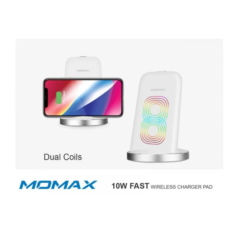 شاحن وايرليس MOMAX 10W UD5W مع ستاند للهاتف - 3609 — 3