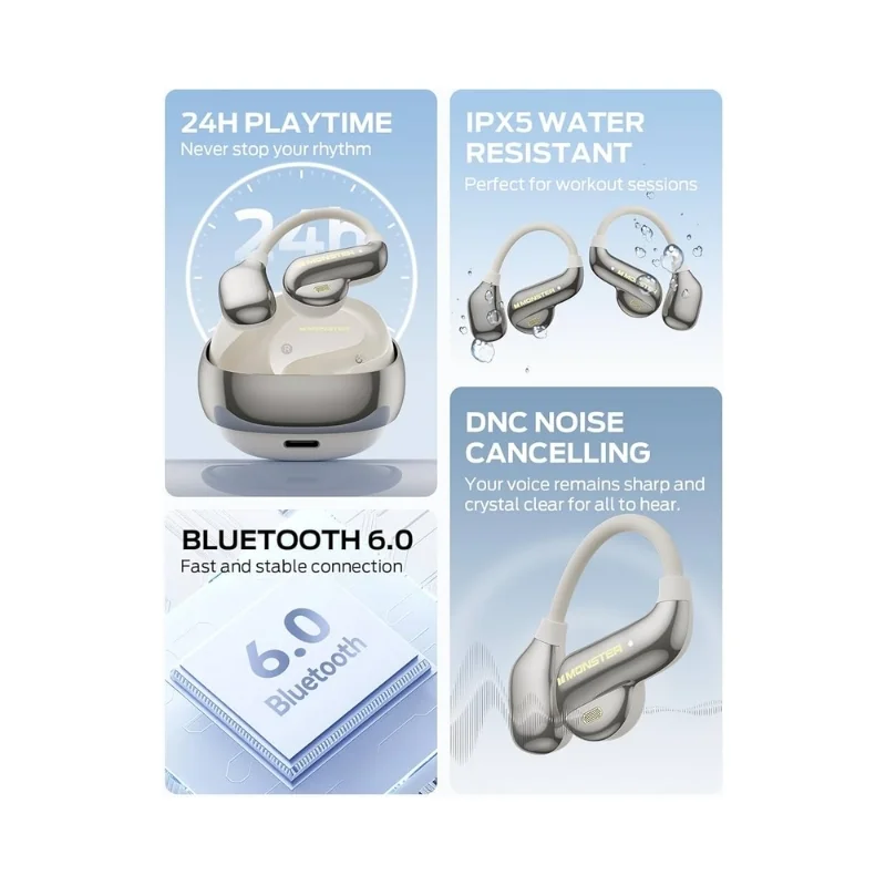 سماعة بلوتوث Monster Open Ear AC390 ذهبية 200008043 — 2