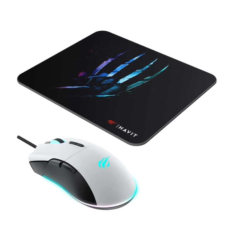 ماوس العاب مع ماوس باد Havit MS1037CM أبيض وأسود 7259 — 3
