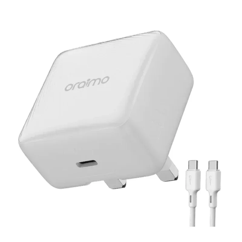شاحن سريع Oraimo 20W صغير الحجم مع كابل لايتننج - OCW-5202UCL(White)