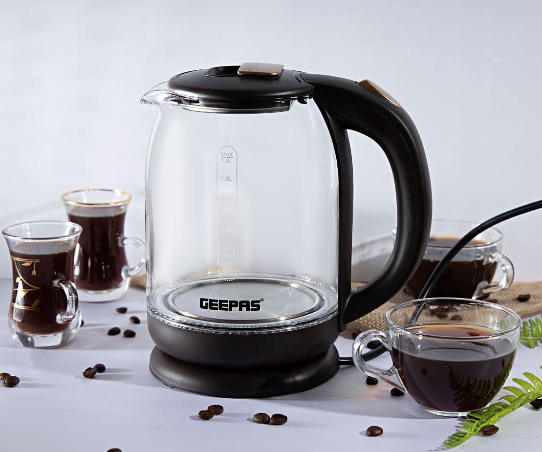 غلاية كهربائية زجاجية بسعة 1.8 لتر مع مستويات حرارة متعددة من GEEPAS GK9901 — 5