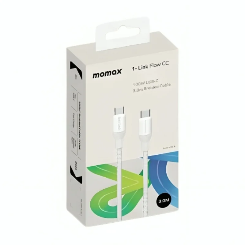 كيبل Momax 1-Link Flow CC 100W USB-C مضفر بطول 2 متر - أبيض 1945 — 2