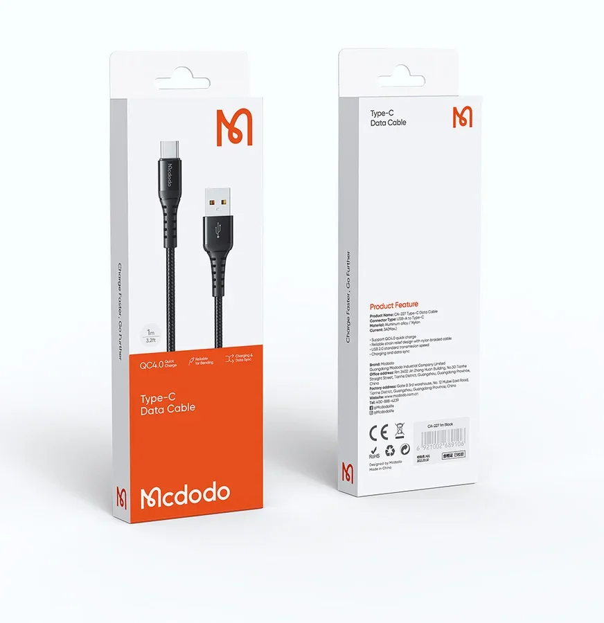 كيبل بيانات Type-C بطول 20 سم من Mcdodo - CA-2270 — 2