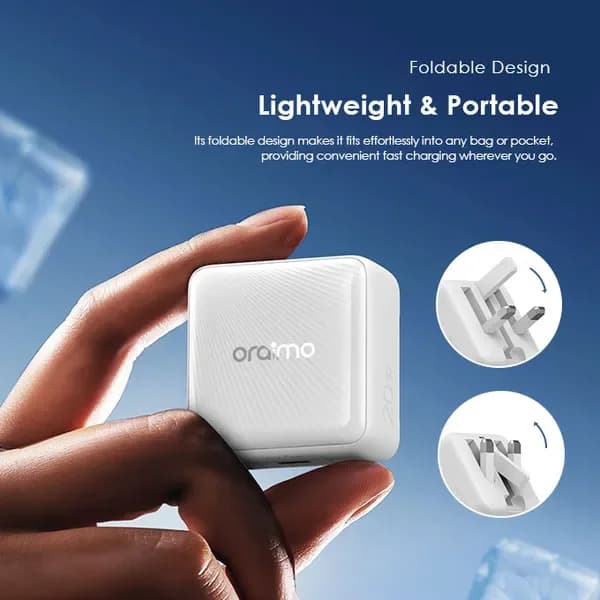 شاحن Oraimo 20W بتقنية GaN مع كابل USB-C إلى USB-C أبيض 5029 — 3
