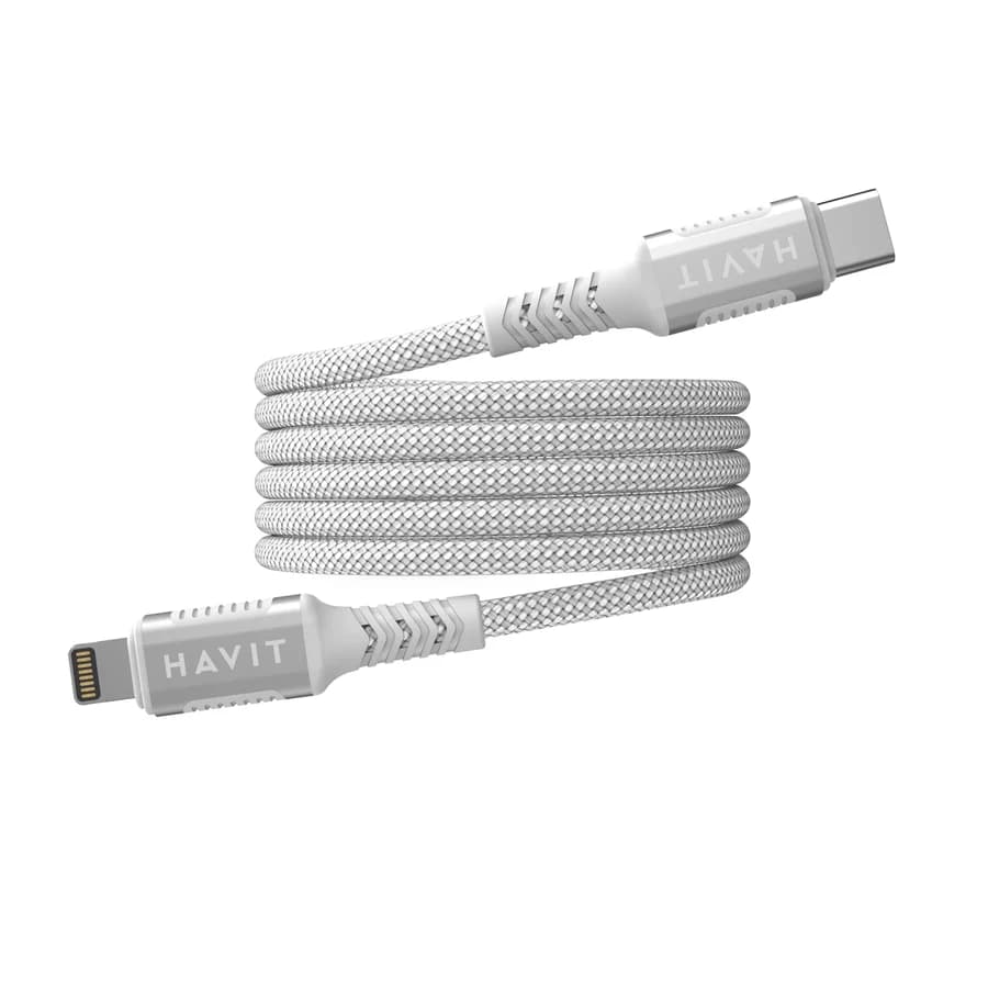 كيبل Havit CB6298 USB-C إلى Lightning أبيض بطول 1 متر - 6211