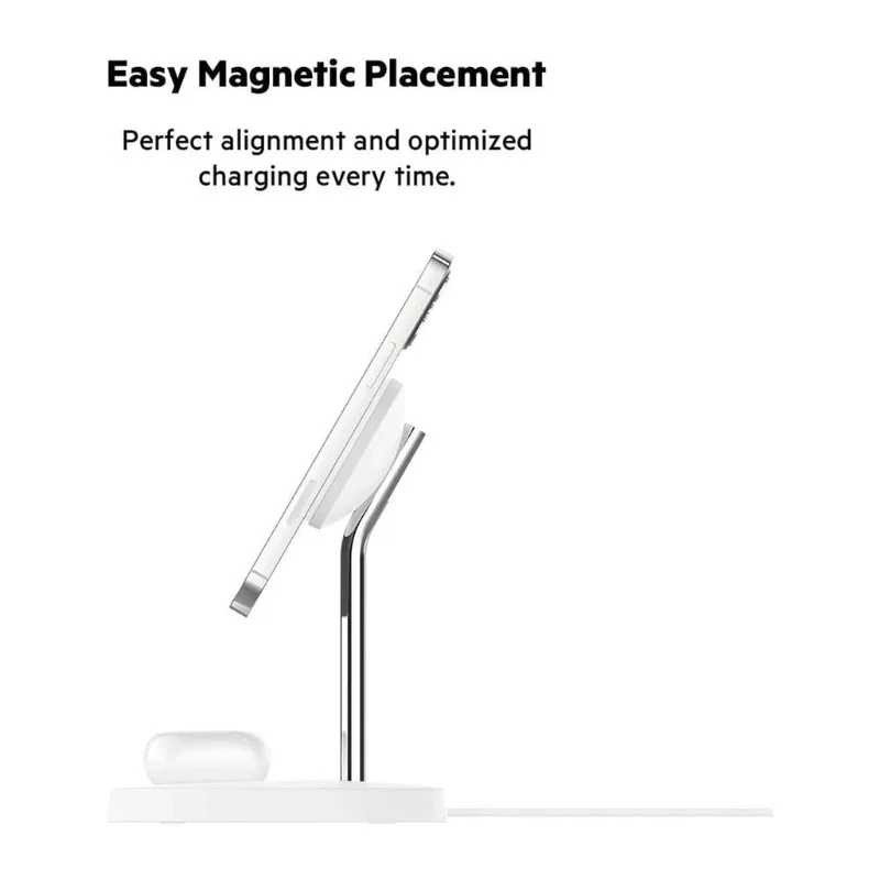 ستاند شحن لاسلكي بلكين 2 في 1 مع MagSafe - أبيض WIZ010myWH — 2
