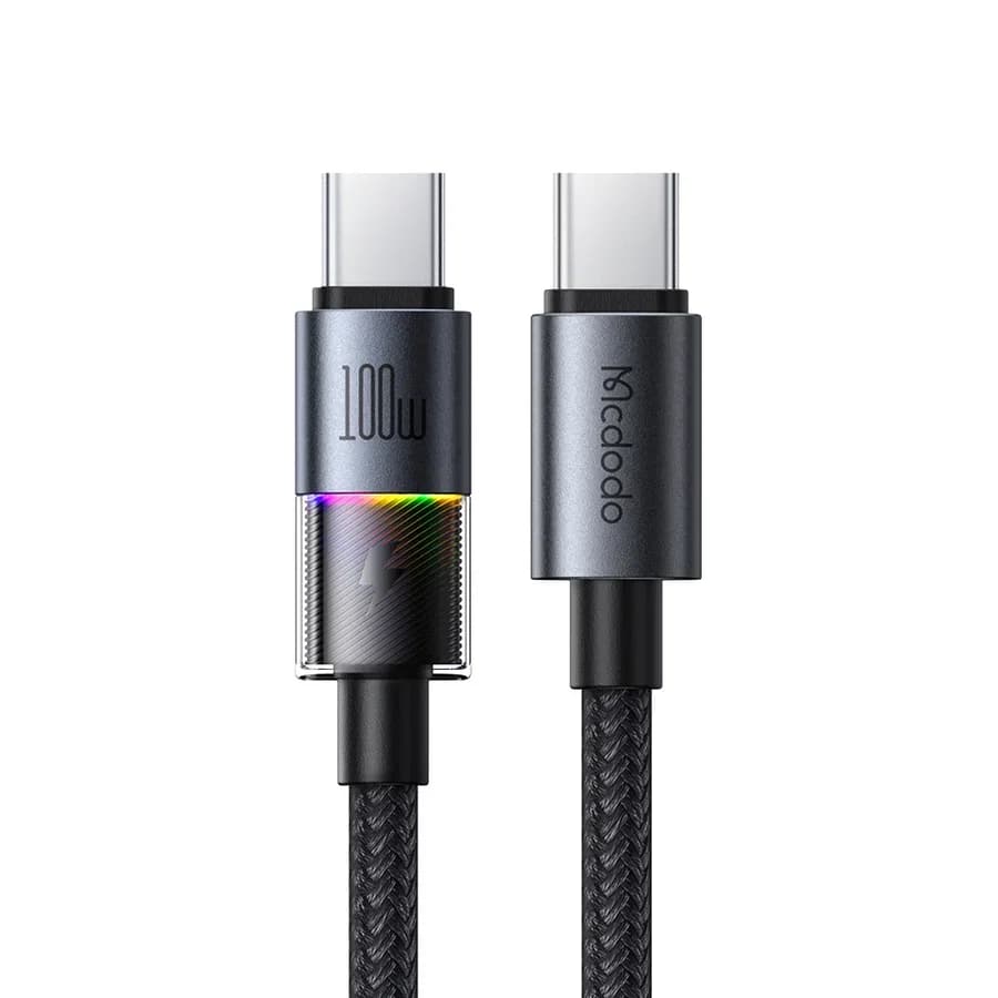 كيبل USB-C إلى USB-C مع 7 أضواء LED ملونة 1.2 متر - 7382
