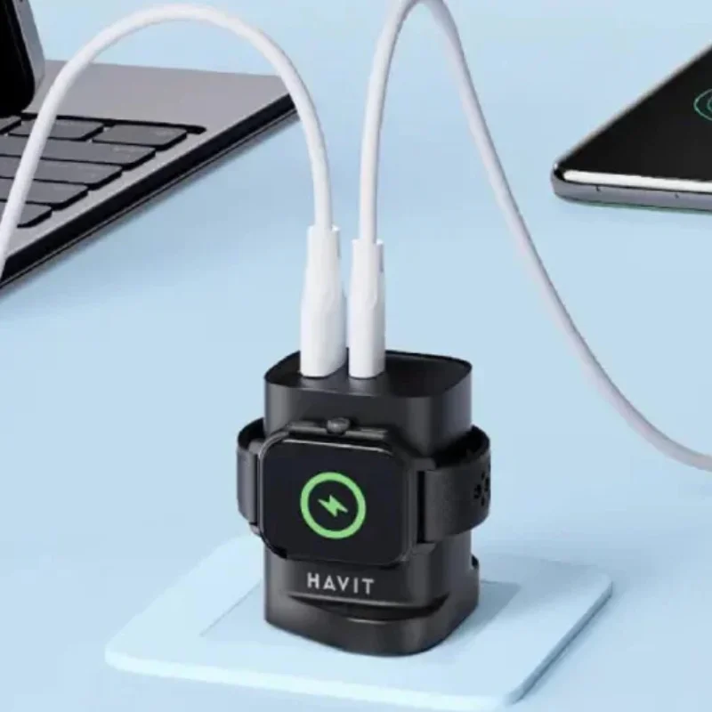شاحن Havit UC132 UK بقدرة 20 واط بمنفذين وشاحن لاسلكي 2 واط - أسود UC132EU-Black — 3