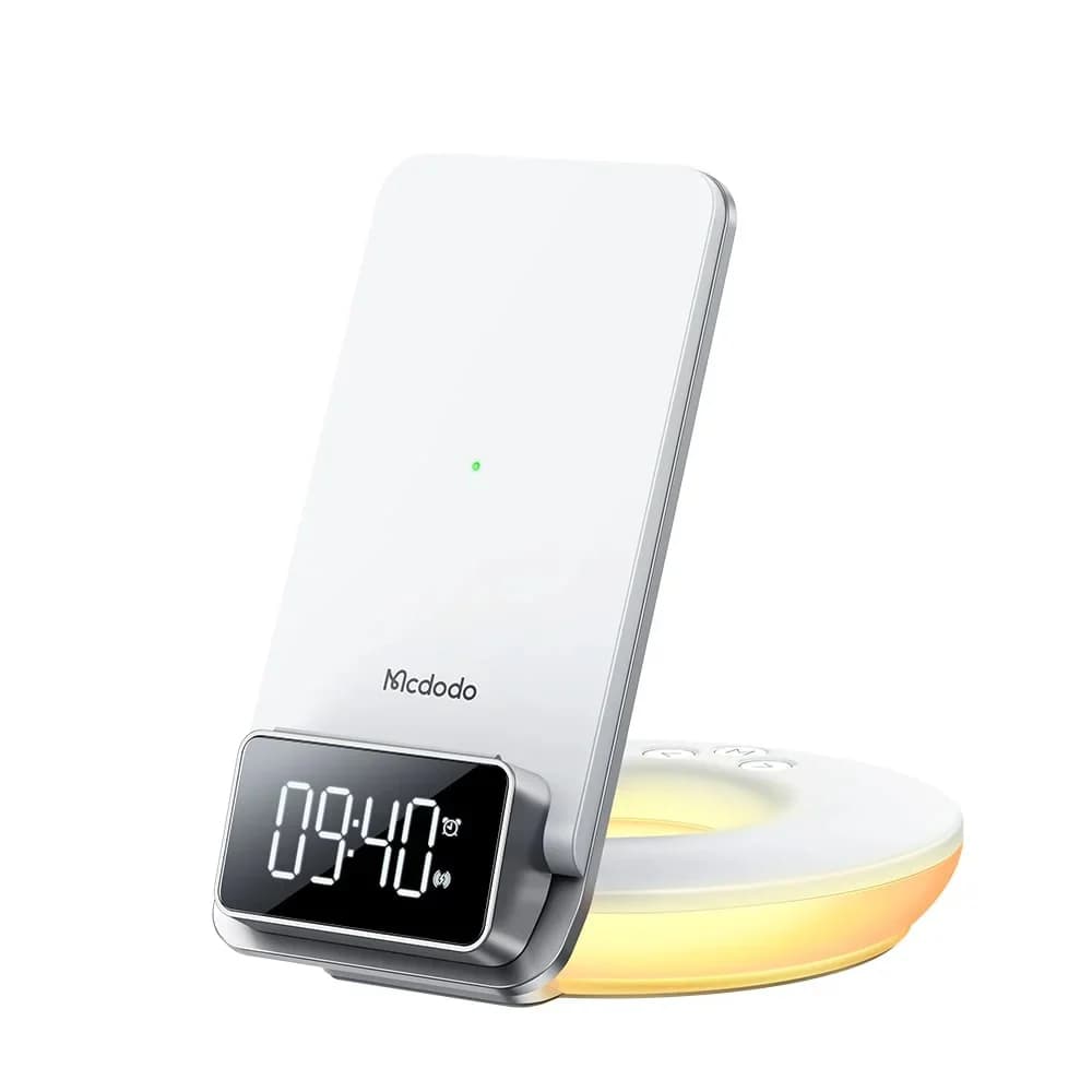 شاحن لاسلكي متعدد الوظائف 3 في 1 مع ضوء ليلي وساعة LED - CH-1610 — 2