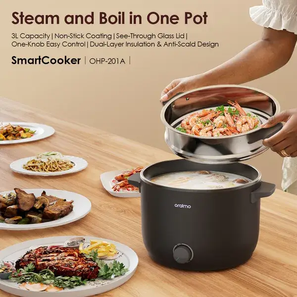 قدر كهربائي متعدد الاستخدامات Oraimo SmartCooker OHP-201A (Graphite Grey) — 3