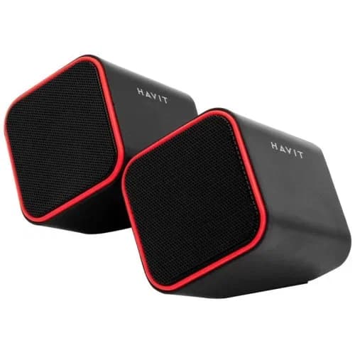 مكبر صوت USB صغير الحجم ومحمول من Havit HV-SK473 باللونين الأسود والأحمر HV-SK473-Black+red — 3