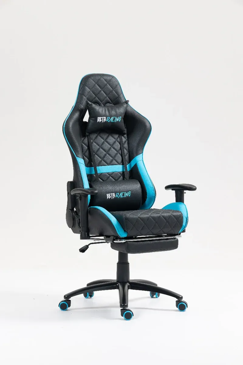 كرسي Beta Racing Gaming chair Blue-black with Footrest