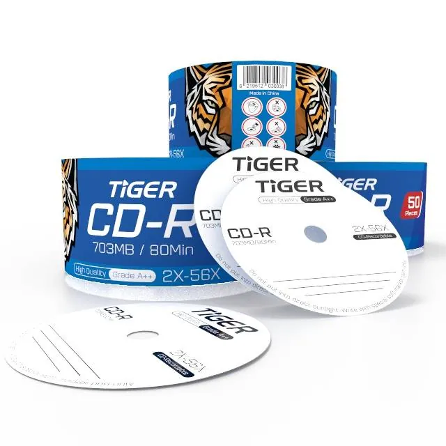 اقراصTiger Blank CD-R 703MB/80Min (50 pcs Pack) — 2