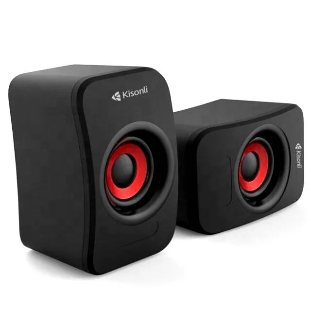 مكبر صوت - Kisonli KS‑07 USB Speaker Black-Red — 3