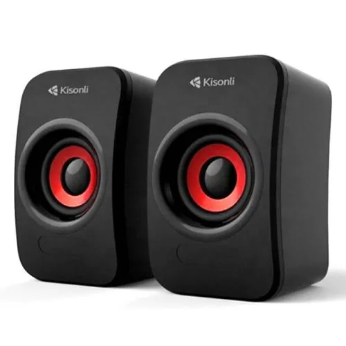 مكبر صوت - Kisonli KS‑07 USB Speaker Black-Red — 2
