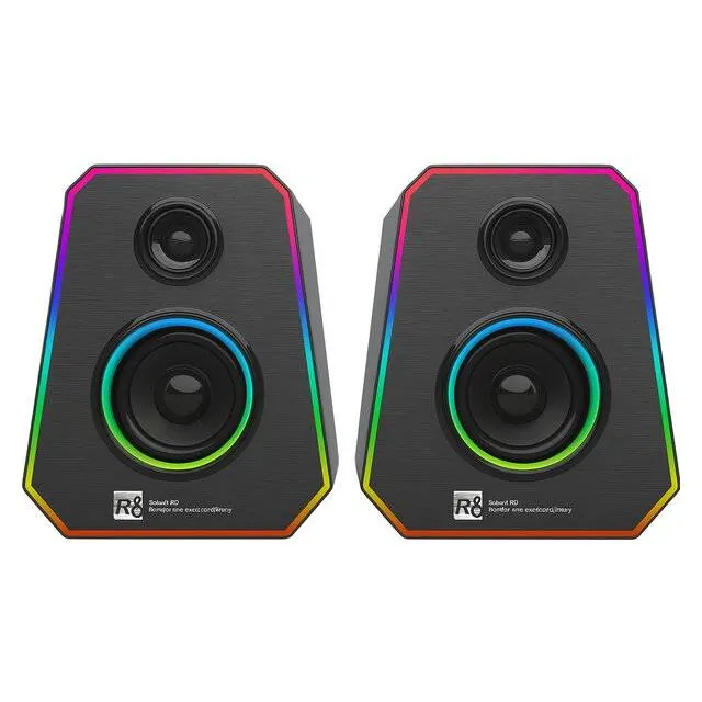 سماعات كومبيوتر سلكية - R8 SP‑15 Wired LED Speaker (Black) — 2