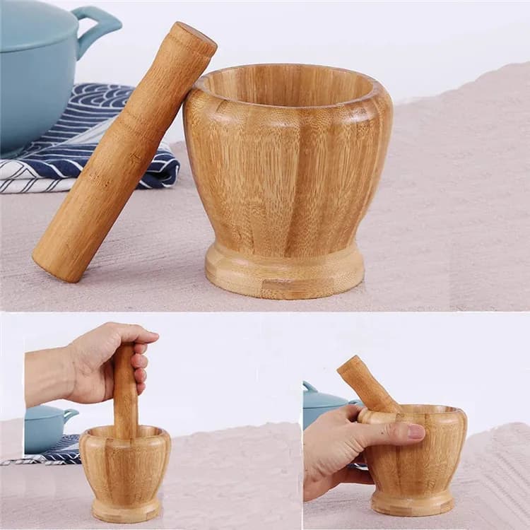 مدق وهاون خشبي للمطبخ Wooden Mortar and Pestle