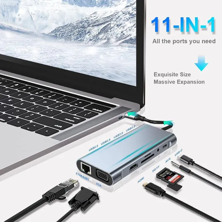 موزع تايب سي 11 منافذ (هاب) USB HUB - 11 in 1 HUB USB-C — 2