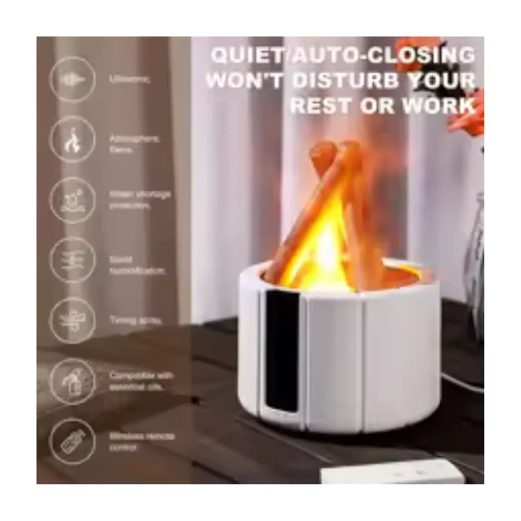 مرطب هواء بونفاير بتأثير اللهب وإضاءة قابلة للتعديل مع جهاز تحكم عن بعد Bonfire Air Humidifier with Flame Effect &amp; Remote Control — 2