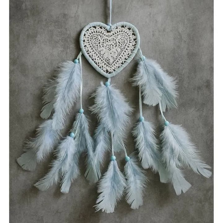 ديكور حائط ريش قلبي صائدة الاحلام Heart Feather Wall Hanging Decoration — 2
