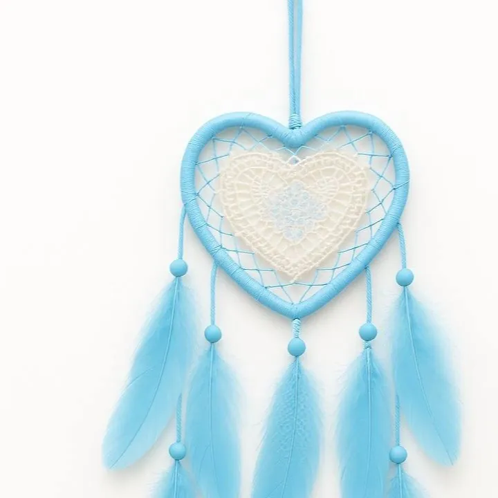 ديكور حائط ريش قلبي صائدة الاحلام Heart Feather Wall Hanging Decoration