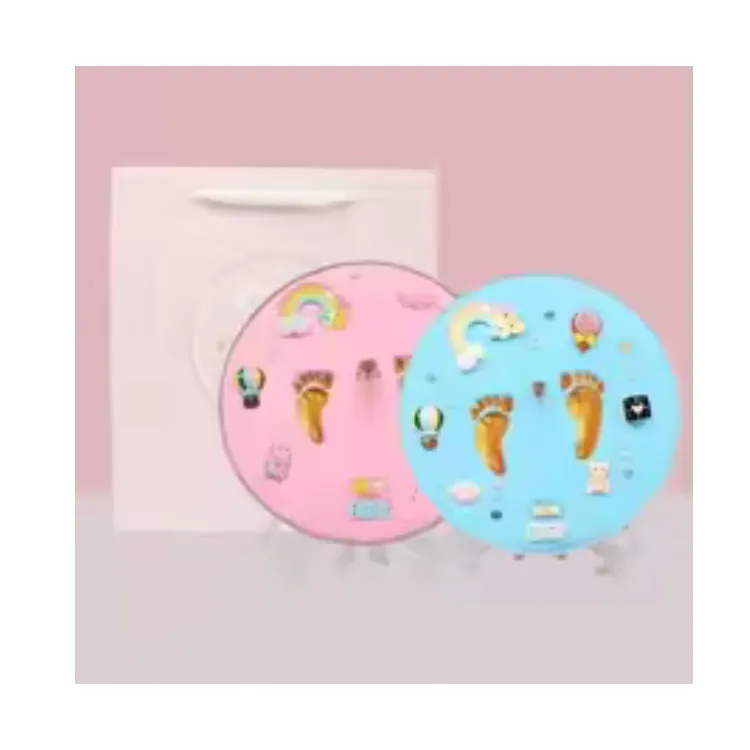 طقم بصمة يد وقدم للأطفال – تذكار طيني للمواليد مع إكسسوارات DIY Baby Handprint &amp; Footprin — 2