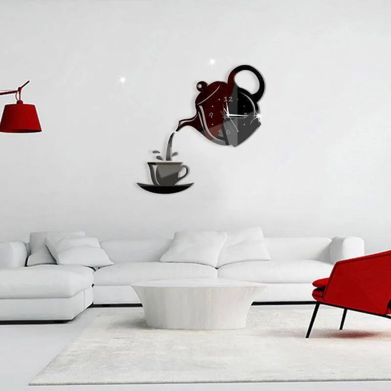 ساعة حائط ديكور بشكل إبريق الشاي مع فنجان Teapot &amp; Cup Wall Clock — 3