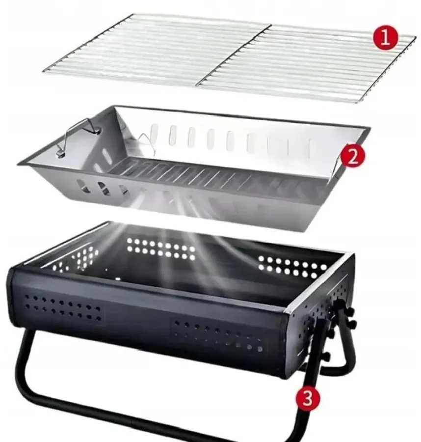 شواية فحم محمولة مستطيلة Portable Barbecue Grill – Model CA-27 — 3