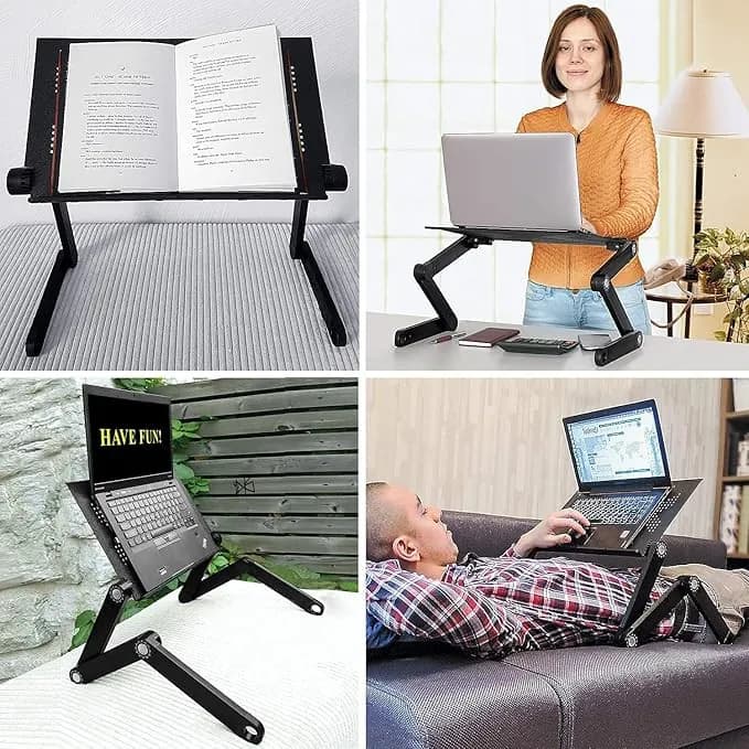 طاولة لابتوب متعددة الاستخدامات قابلة للتعديل مع مروحة تبريد ولوحة ماوس جانبية Multifunctional Laptop Table – Adjustable with Cooling Fan and Side Mouse Pad — 3