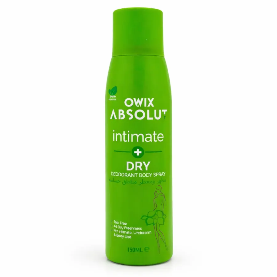 سبراي مزيل عرق للمناطق الحساسة OWIX ABSOLUT Intimate Dry – 150 مل OWIX ABSOLUT Intimate Dry Deodorant Body Spray 150ML