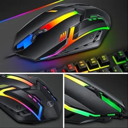 ماوس ألعاب سلكي بدقة 1600 نقطة لكل بوصة وإضاءة RGB – تصميم مريح و3 أزرار Wired Gaming Mouse – 1600 DPI – RGB LED – 3 Buttons – Ergonomic Design — 3