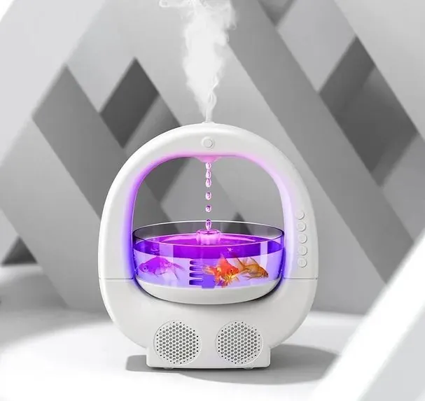 مرطب هواء ومكبر صوت بلوتوث مع حوض أسماك وإضاءة ملونة Humidifier Speaker — 2