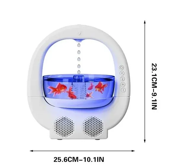 مرطب هواء ومكبر صوت بلوتوث مع حوض أسماك وإضاءة ملونة Humidifier Speaker — 3