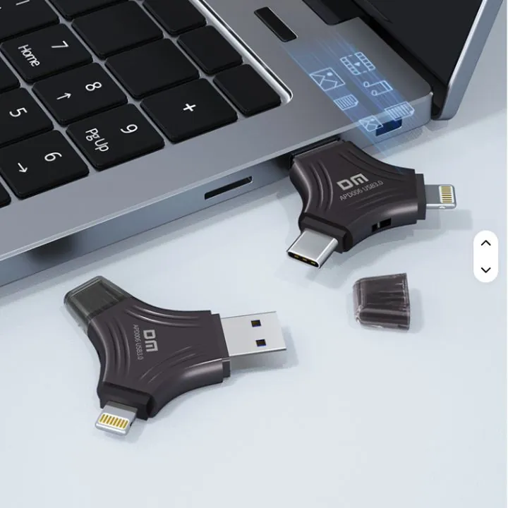 فلاشة ثلاثية المنافذ DM – 128GB DM APD006 3-in-1 Flash Drive 128GB (USB 3.0 - Type-C - Lightning) — 3