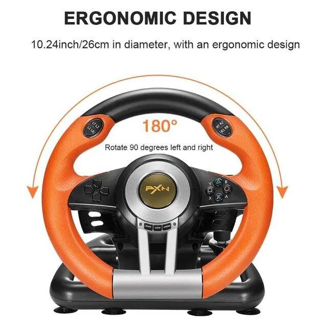 عجلة قيادة ألعاب PXN V3 Pro مع دواسات (برتقالي) PXN V3 Pro Steering Wheel (Orange) — 3