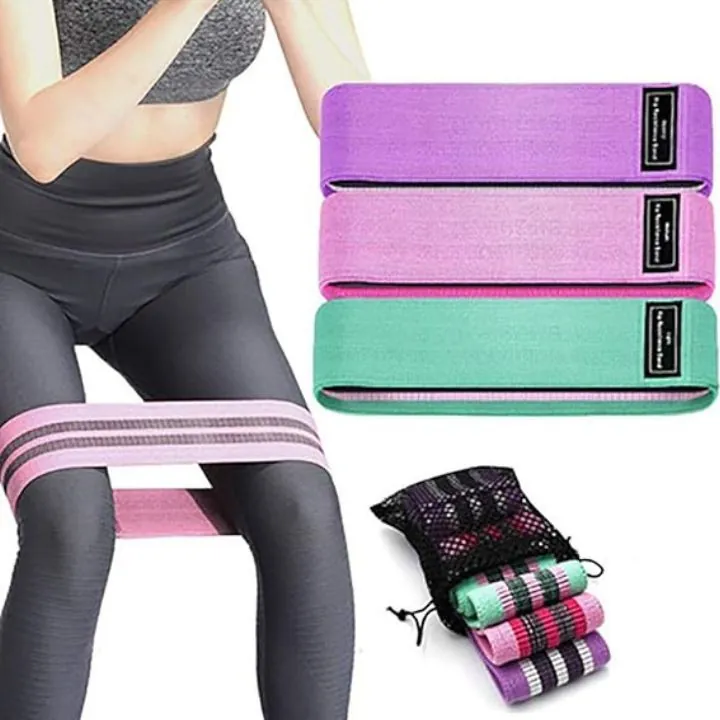 أشرطة مقاومة رياضية للياقة البدنية (3 مستويات) Hip Resistance Bands / Booty Bands (Set of 3) — 2