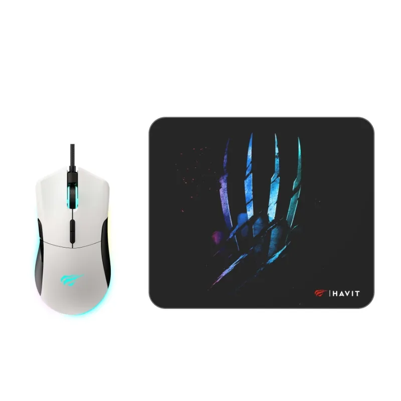 طقم ألعاب من هافيت – ماوس مع باد ماوس بإضاءة RGB HAVIT GAMENOTE MS1037CM-WB Gaming Mouse and Mouse Pad Combo — 2