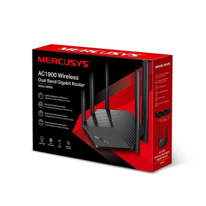 راوتر مزدوج النطاق من ميركوسيس بسرعة 1900 ميغابت – موديل MR50G MERCUSYS MR50G AC1900 Wireless Dual Band Gigabit Router
